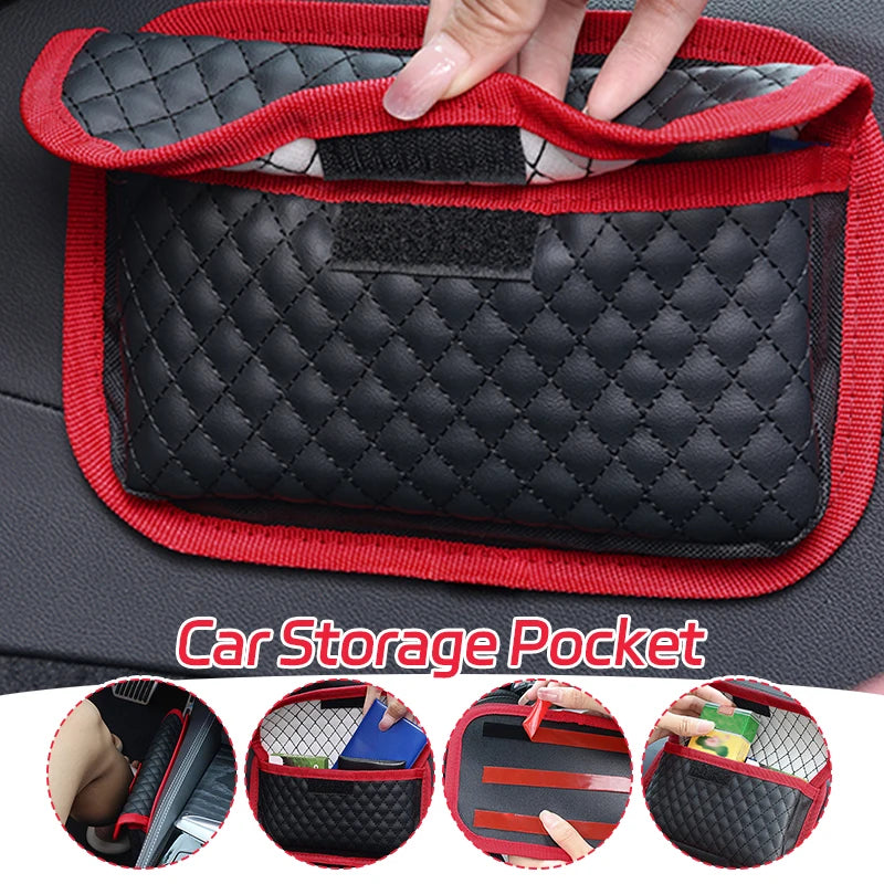 PU Leather Car Storage Pocket Seat Back/Door/Center Console Organizer for Small Stuff Car Storage Bag Universal for All Vehicles