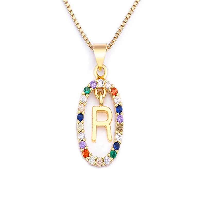 26 English Letters Pendant Necklace Zircon Fashion A - Z Initial M S C K Trendy Alphabet Long Chain For Women My Name Jewelry