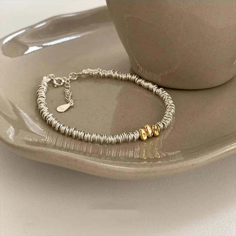 VENTFILLE 925 Sterling Silver Pearls Bamboo Knots Bracelet for Women Girl Simple Korean Jewelry Birthday Gift Dropshipping