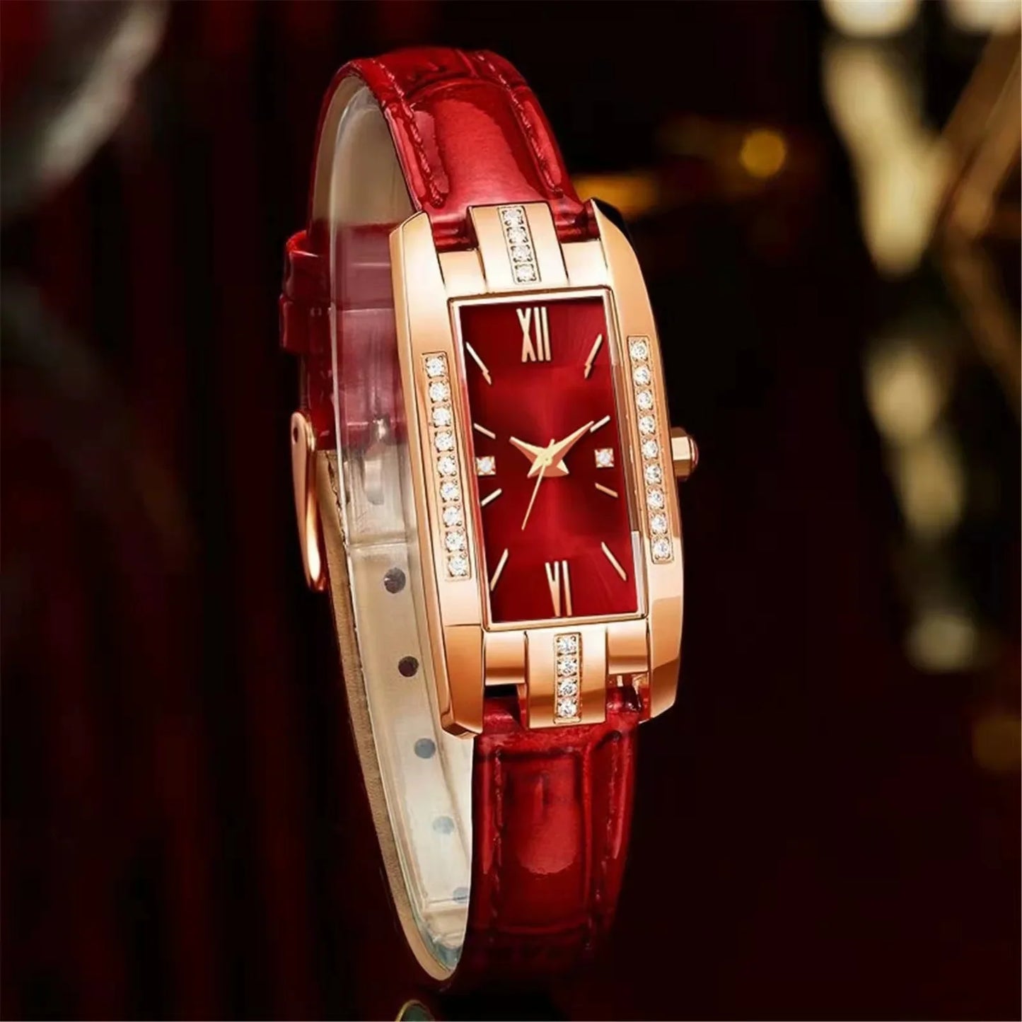 High Quality Classic Retro Women Belt Quartz Square Green Quartz Watch Student Women Wear Clock Luxury Style Montre Femme