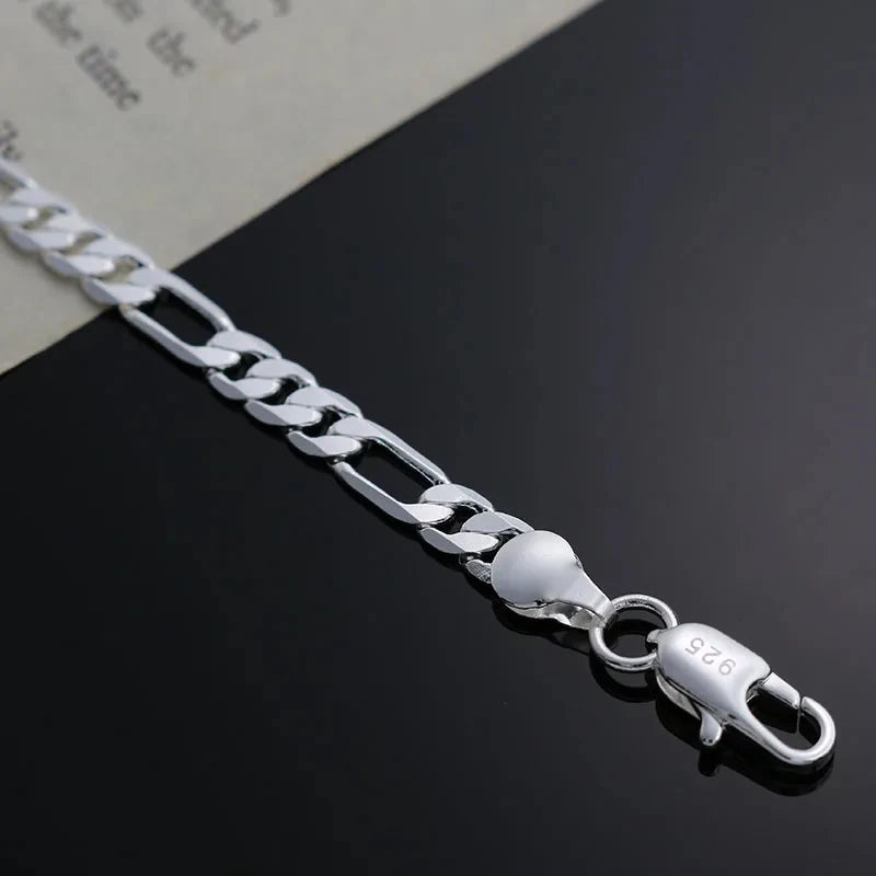 Charm 925 Sterling Silver Bracelets for Women Simple Fine 4MM Chain Fashion Wedding Party Christmas Gifts Jewelry