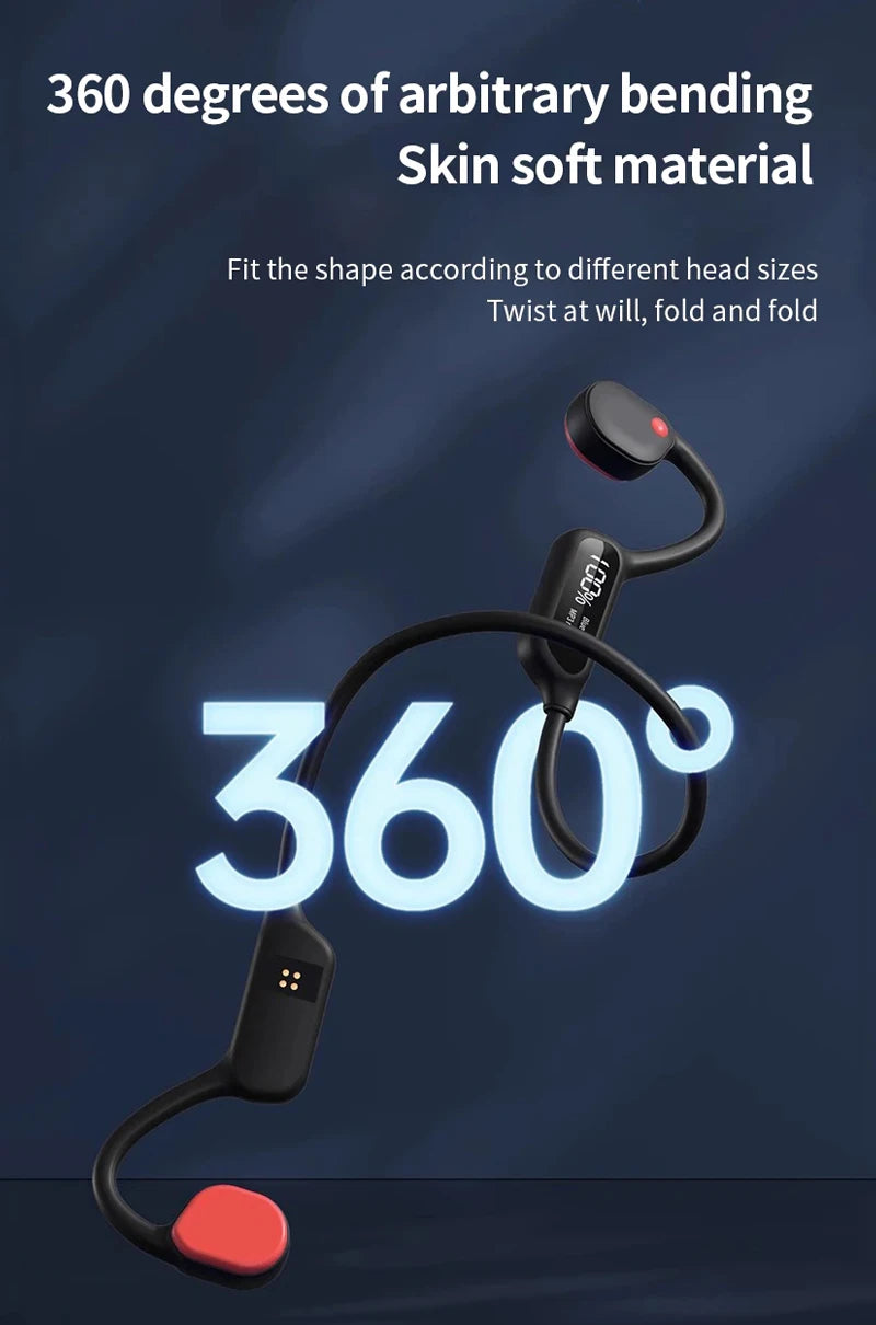 Bone Conduction Earphones Bluetooth Wireless IPX8 Waterproof MP3 Player Hifi Ear-hook Headphone With Mic Headset For Swimming