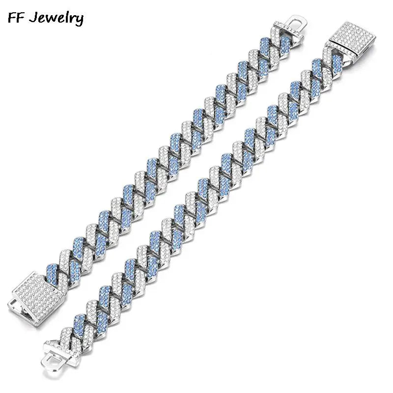 14mm Crystal Miami Iced Out Cuban Link Chain Bracelet For Men&Women Full Rhinestones Charms Hip Hop Jewelry Chain wholesale Gift