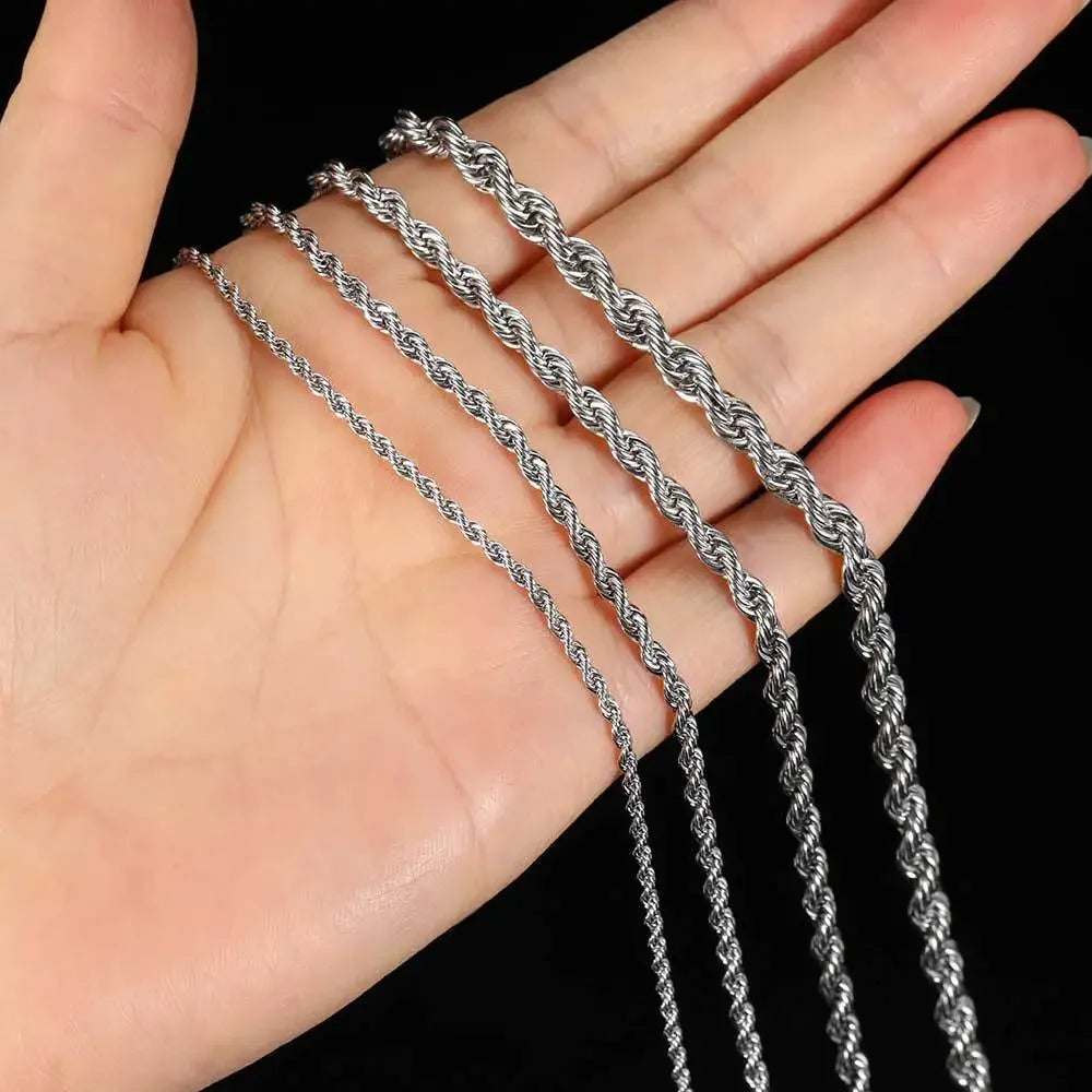 2-6MM Stainless Steel Chain Bracelet For Women Men Gold Color Twisted Rope Chain Bangle Fashion Never Fade Waterproof Jewelry