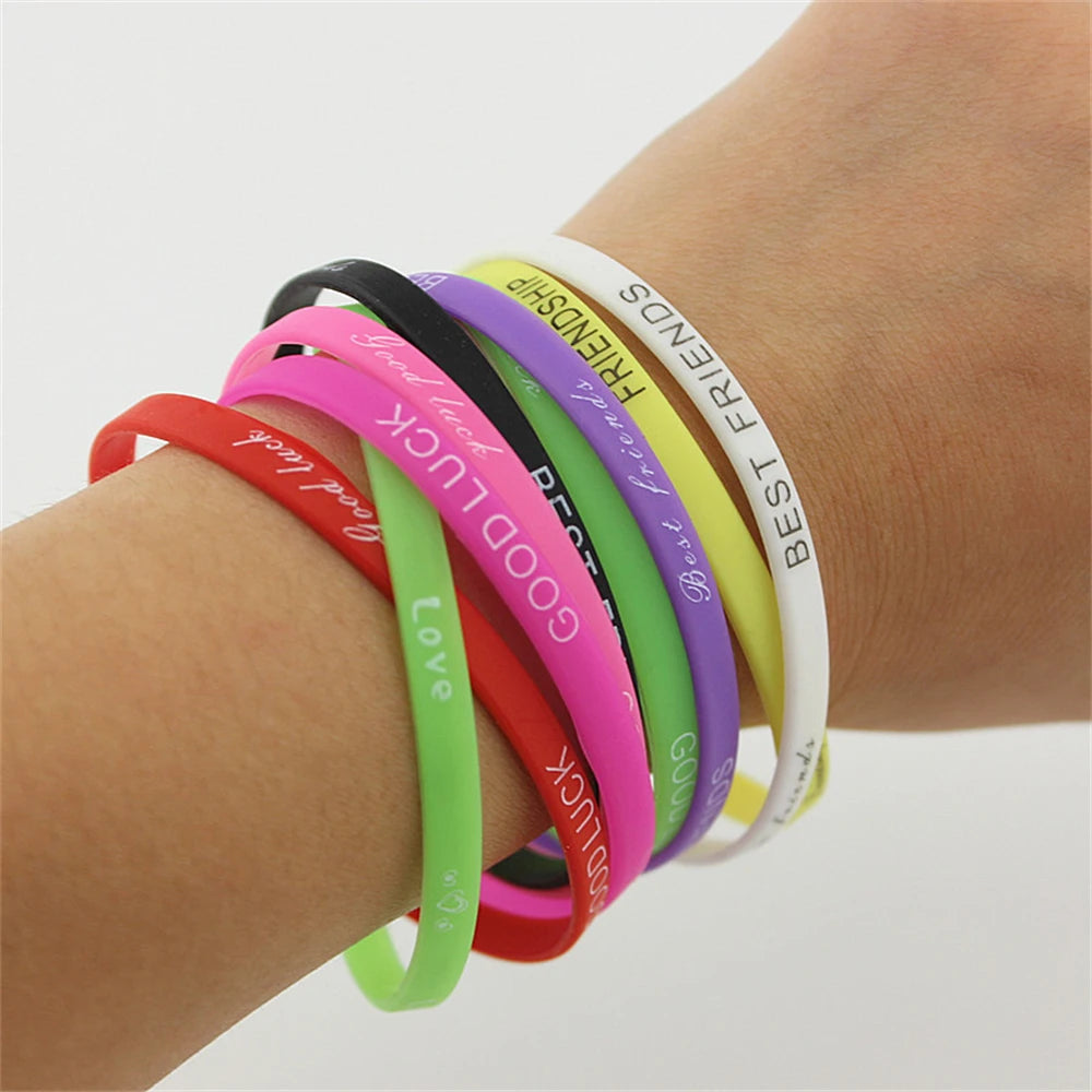 20/30/50/100Pcs/Lot Fashion Sport Multicolor Luminous Silicone Bracelets Men Women Mix Style Rubber Wristband Jewelry Gift