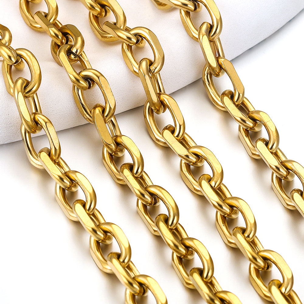 1 Meter Stainless Steel Large Heavy Oval Chunky Knot Hip Hop Punk Link Gold Chain DIY Jewelry Handmade Necklace Bracelet Chains