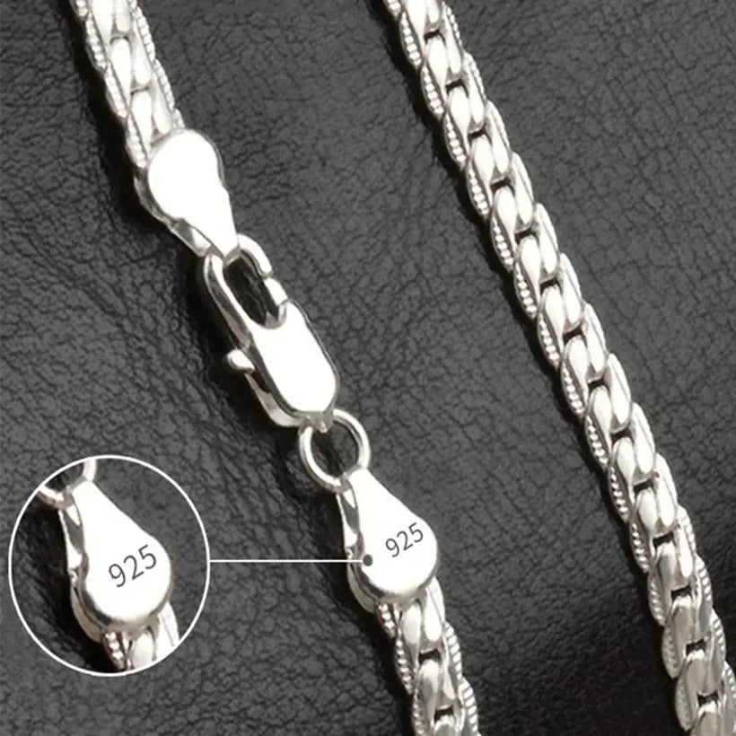 Hot luxury 925 Sterling Silver 5MM 18K Gold Full Sideways Chain Necklace For Woman Men Fashion Wedding Engagement Jewelry Gifts