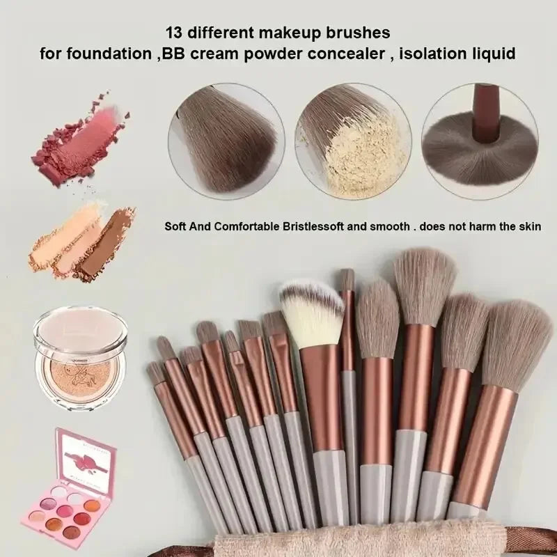 13 PCS Colorful Makeup Brush Set Eyeshadow Foundation Complete Makeup Brushes Eyeshadow Blush Beauty Softening Makeup Tools