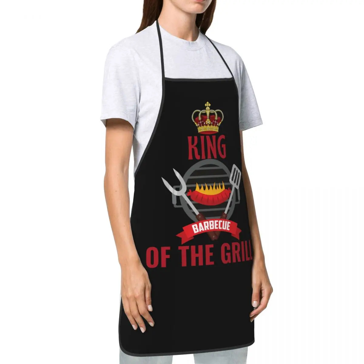 BBQ Master King Of The Grill Bib Apron Women Men Unisex Kitchen Chef Barbecue Lover Tablier Cuisine for Cooking Baking Gardening