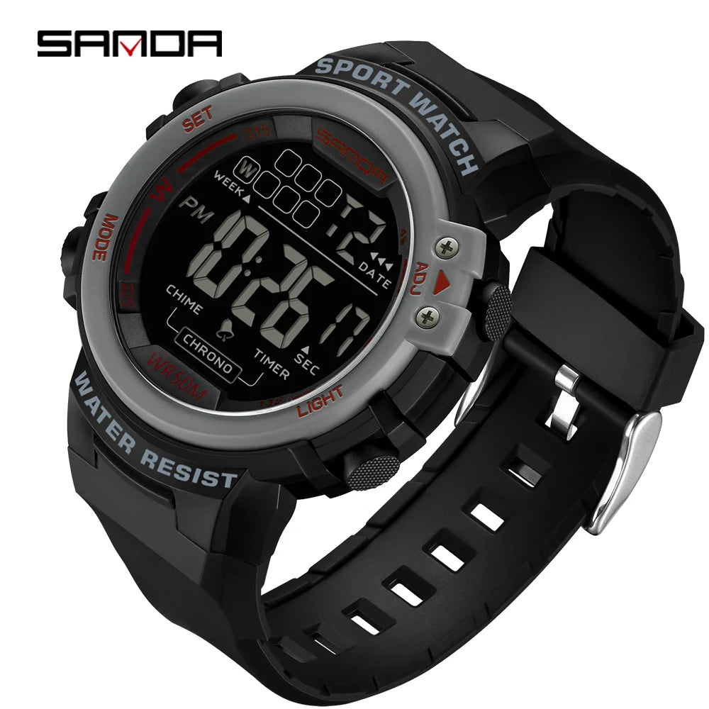 SANDA Outdoor Military G Style Men's Watch LED Digital Alarm Clock Fashion Sports Dual Display Wrist watch 50M Waterproof reloj