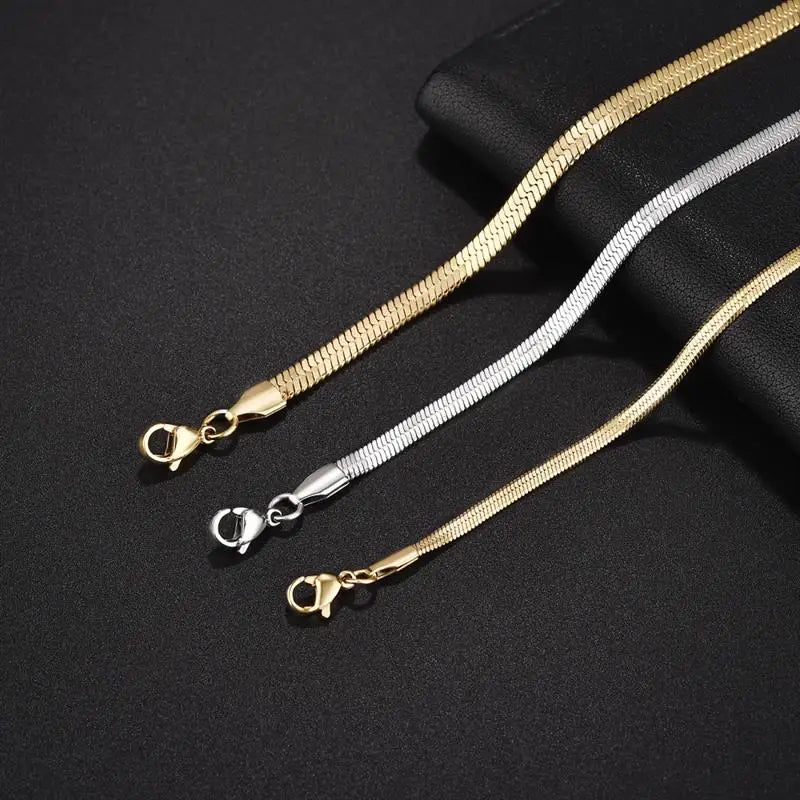 3/4/5MM Stainless Steel Snake Chain Bracelet For Women Men Classic Gold Color Charm Bracelets Jewellery Wholesale Dropshipping