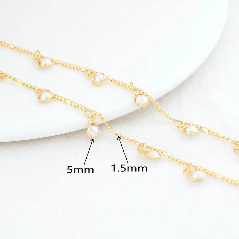 14K Gold Color Plated Brass Round Star Link Chains Necklace Chains High Quality Jewelry Accessories