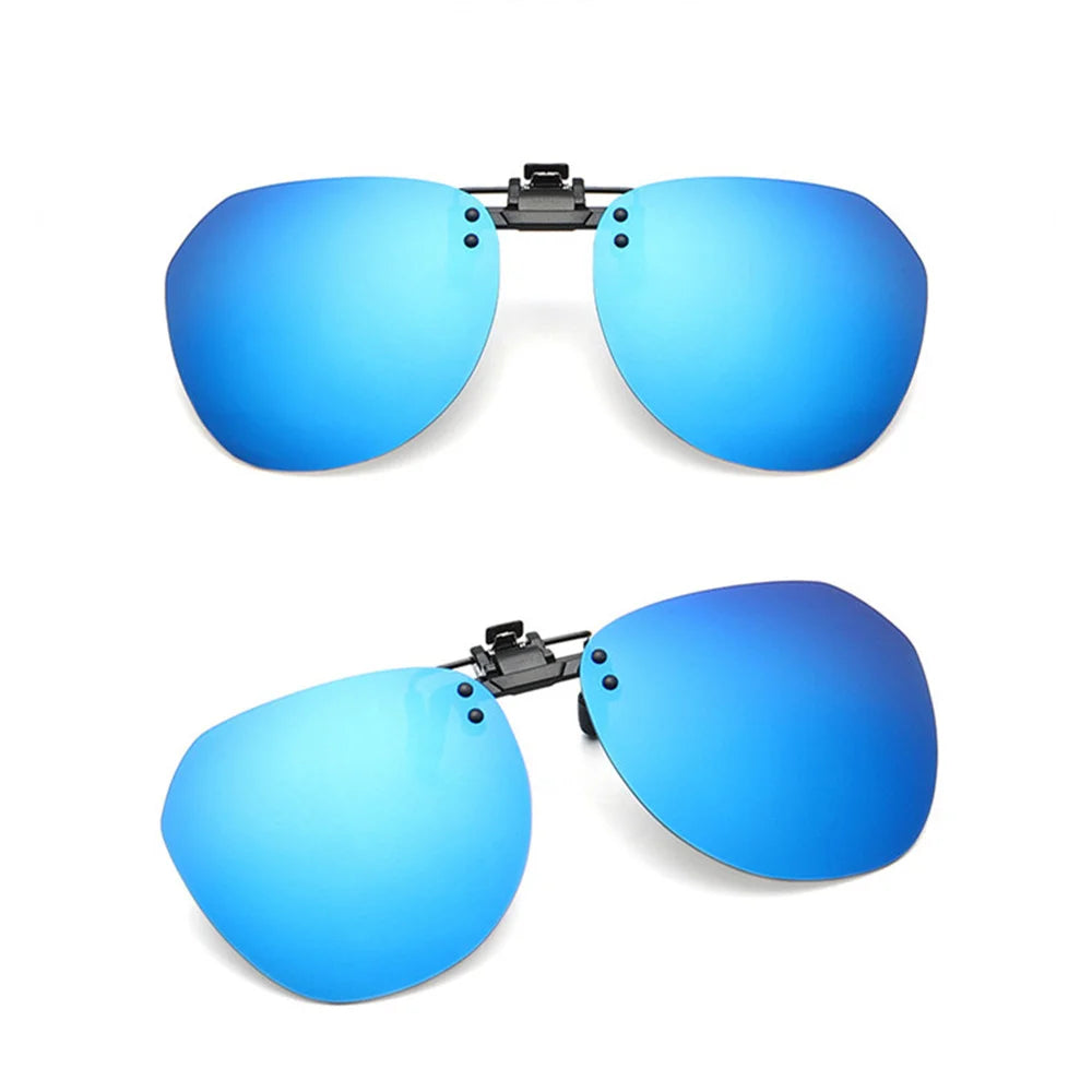 KLASSNUM Polarized Sunglasses Clip Men's Flip Up Clip on Glasses Square Frame Pilot Sun Glasses Women Driving Glasses Shades