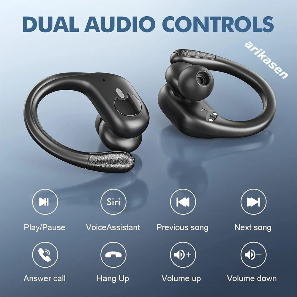 Bluetooth 5.3 Headphones True Wireless Earbuds Bass Stereo Sound with LED Power Display Case 60H Playback Earphones With Mic ENC