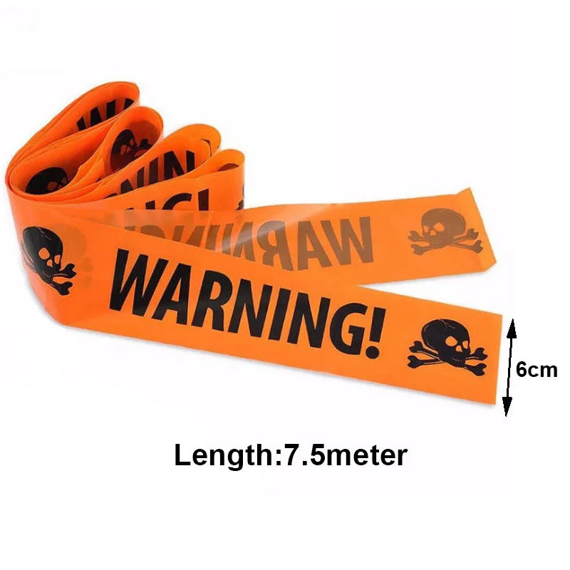 1pack 6m Halloween Warning Caution Tape You Dare Zombie Posters Fright Tape for Zombie Themed Party Halloween Party Decoration