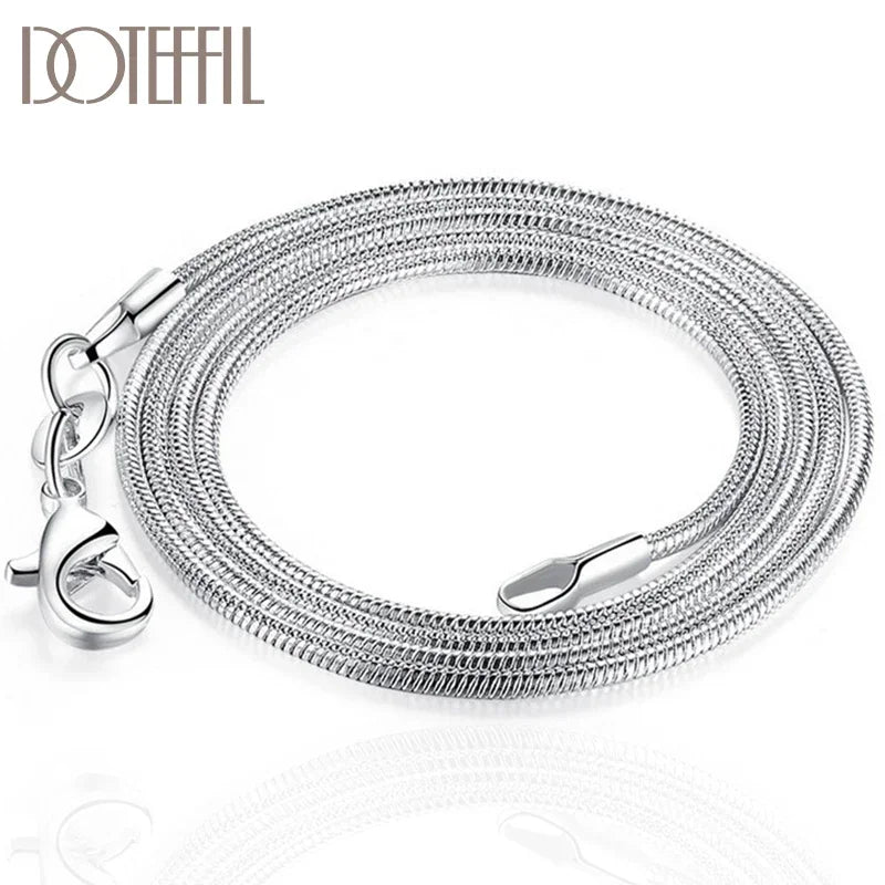 DOTEFFIL 10pcs/Lot 16/18/20/22/24/26/28/30 Inch 1.2mm Snake Chain Necklace Silver Color For Woman Man Fashion Jewelry