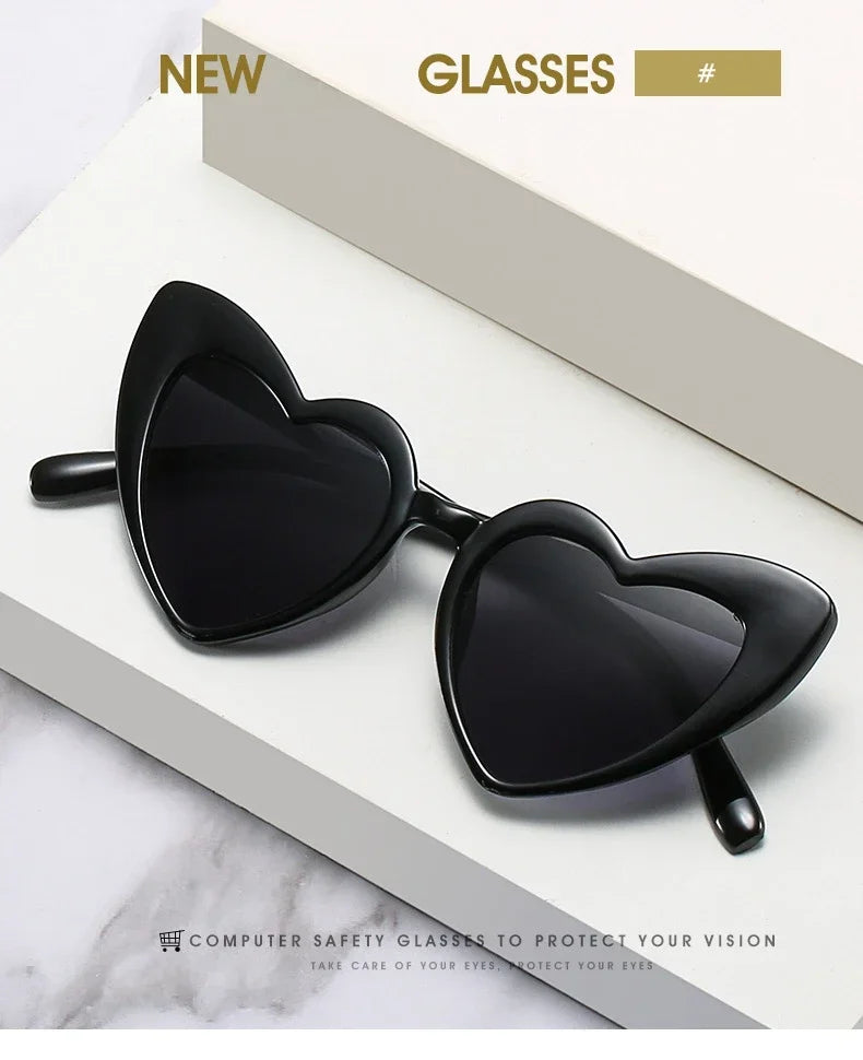 Kids Cute Heart Shaped Sunglasses Red Black Lens Frame Fashion Girls Sun Glass Outdoor Beach Spectacles