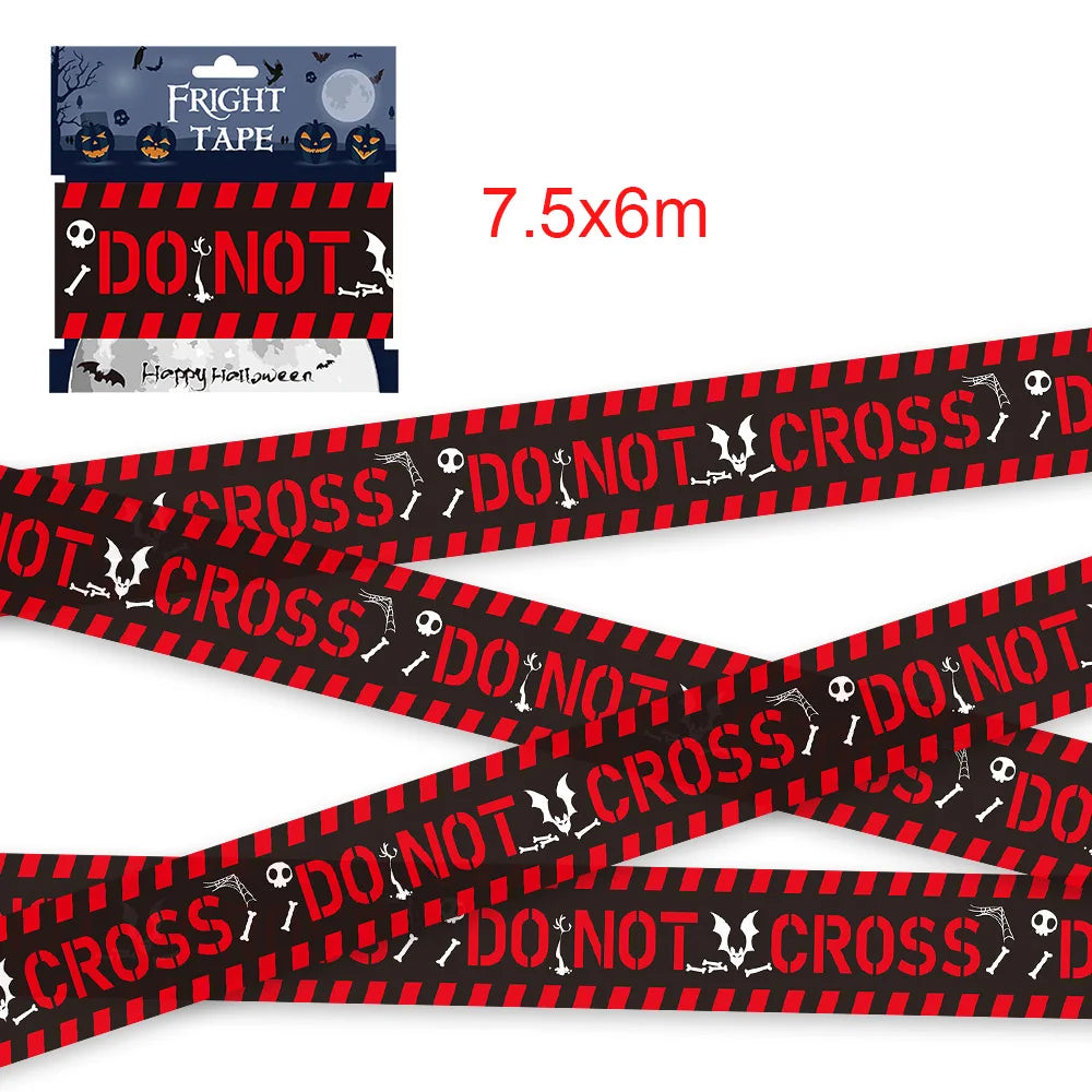 1pack 6m Halloween Warning Caution Tape You Dare Zombie Posters Fright Tape for Zombie Themed Party Halloween Party Decoration