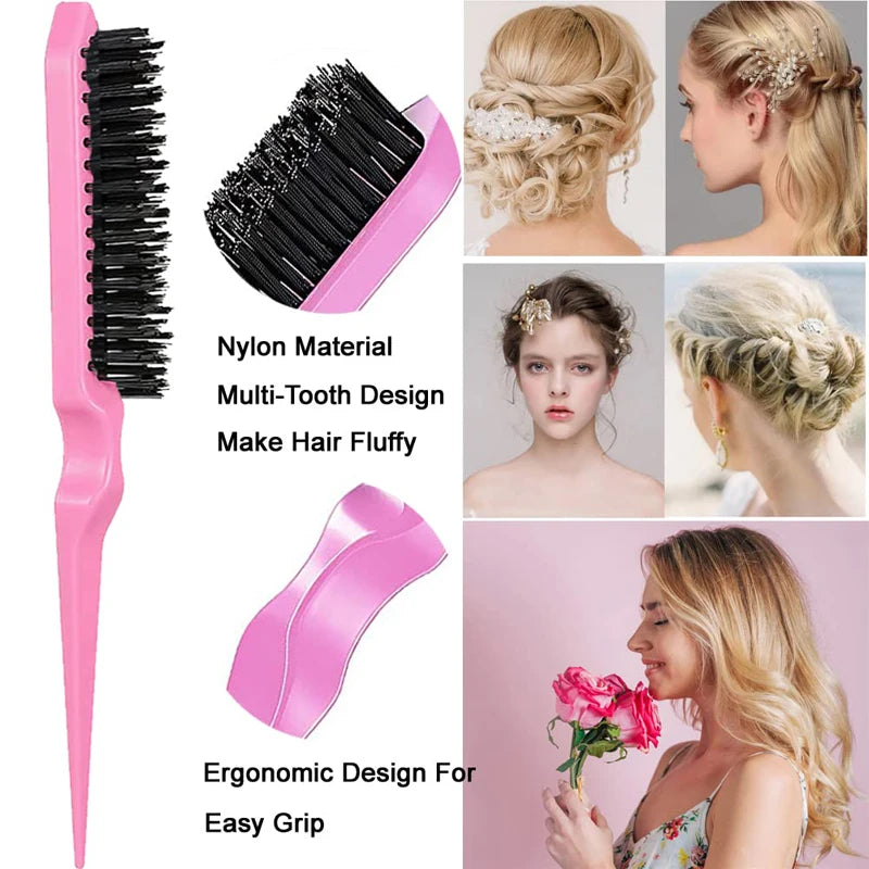 10pcs Hair Styling Comb Set Teasing Hair Brush Triple Teasing Comb Rat Tail Combs Edge Brush Hair Tail Tools Braid Tool Loop