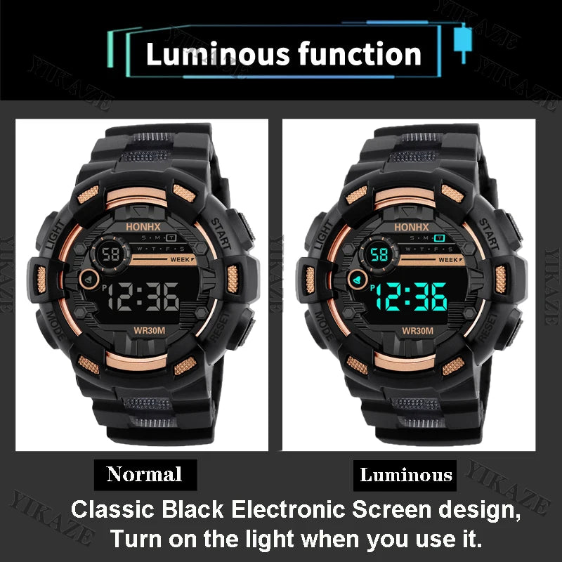 Military Men Watch Men's Digital Watches Sports Electronic Wristwatch 50MM Large Dial Clock Waterproof Sport Watch for Boy Child