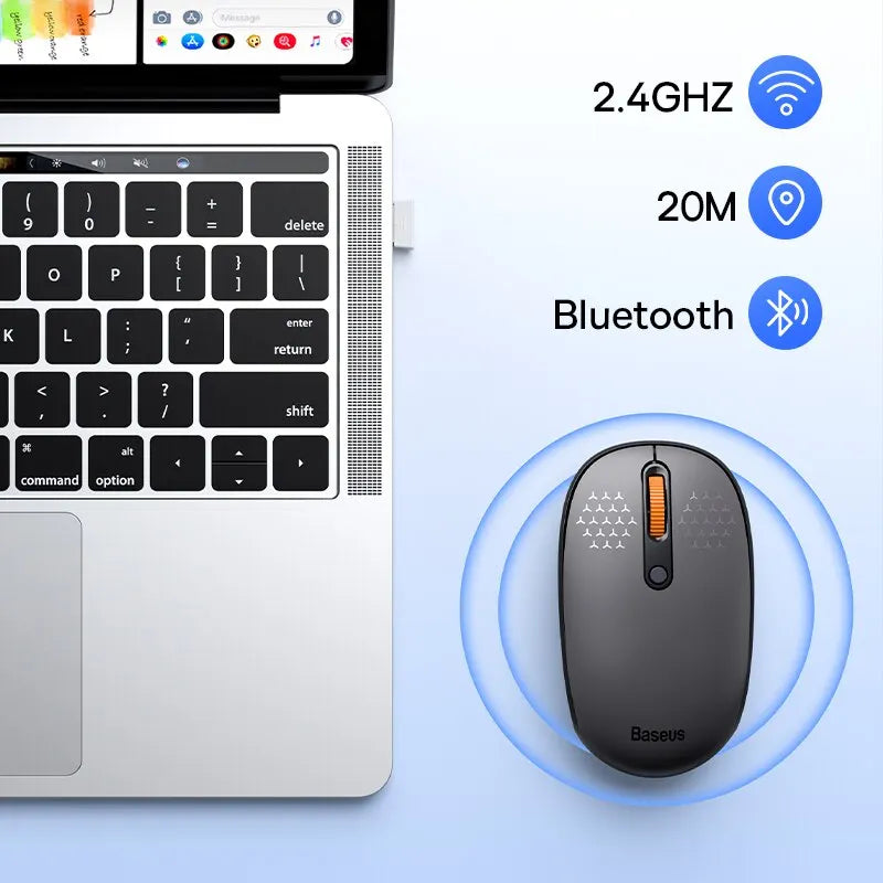 Baseus F01B Mouse Wireless Bluetooth 5.0 Mouse 1600 DPI Silent Click For MacBook Tablet Laptop PC Gaming Accessories