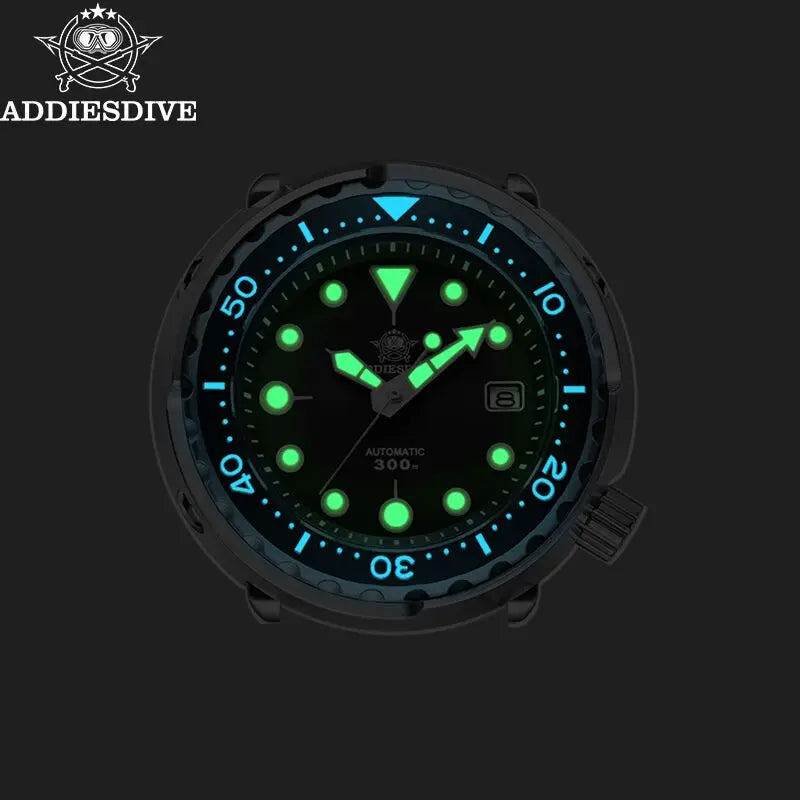 ADDIESDIVE Automatic Mechanical Watch Male American Stainless Steel Scratch Proof Waterproof Diving Watch Business Leisure Watch