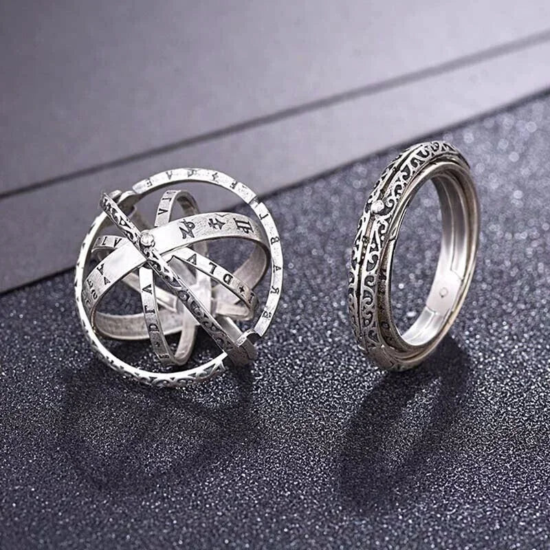 Metamorphic Astronomical Ball Ring for Men and Women Reversed Metamorphic Cosmic Ball Ring Retro Style Couple Necklace Jewelry