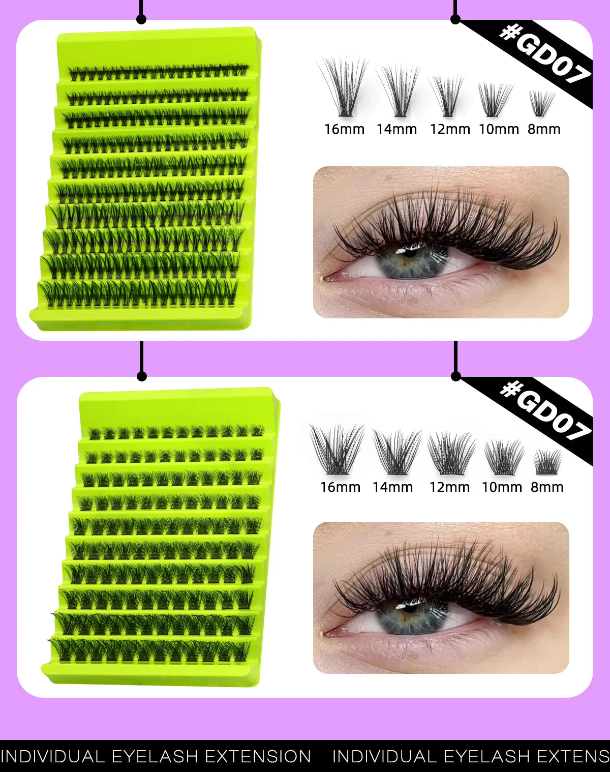 GROINNEYA Cluster Lashes Natural Eyelash extension Volume Individual Lashes Mixed Tray Faux Mink Lashes Cilias Makeup