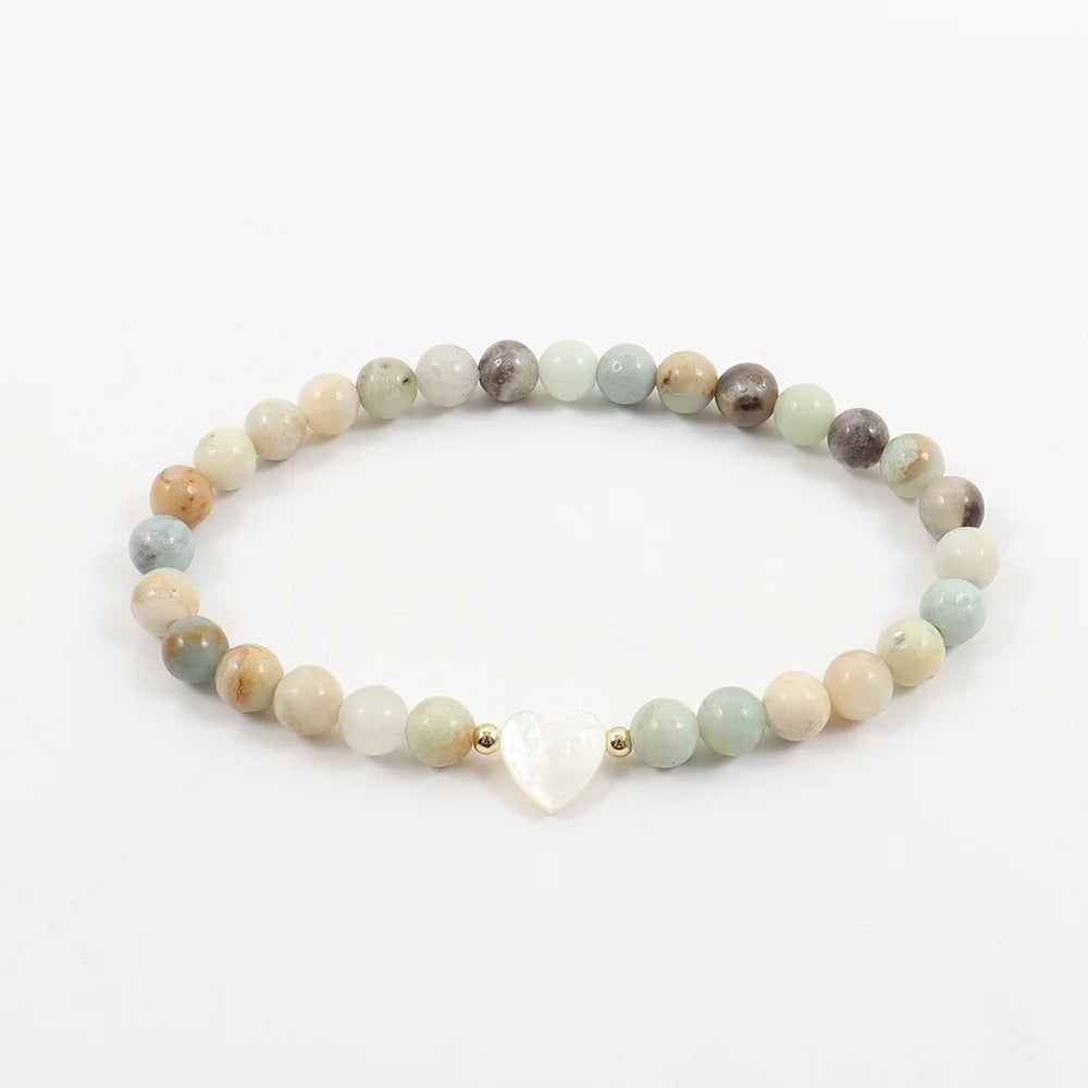 New Trendy Shell Heart Bracelet Women Classic Handmade Stone Beaded Bracelet For Women Jewelry Gift