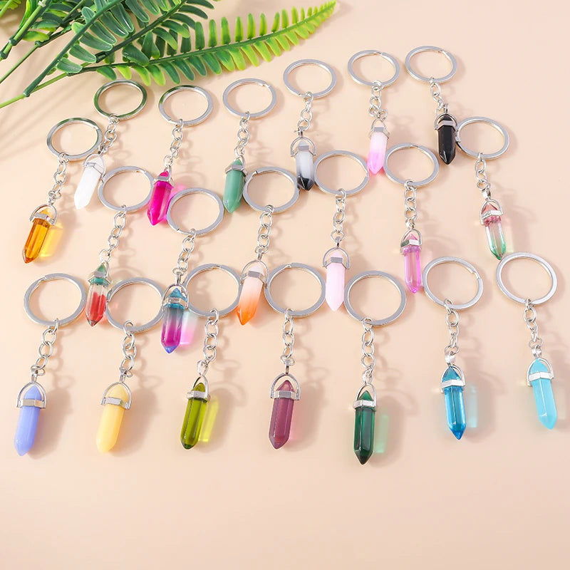 Natural Stone Quartz Lapis Opal Amethyst Pink Crystal Stone Hexagonal Column Pendant Necklaces Leather Chain Bullet Necklace