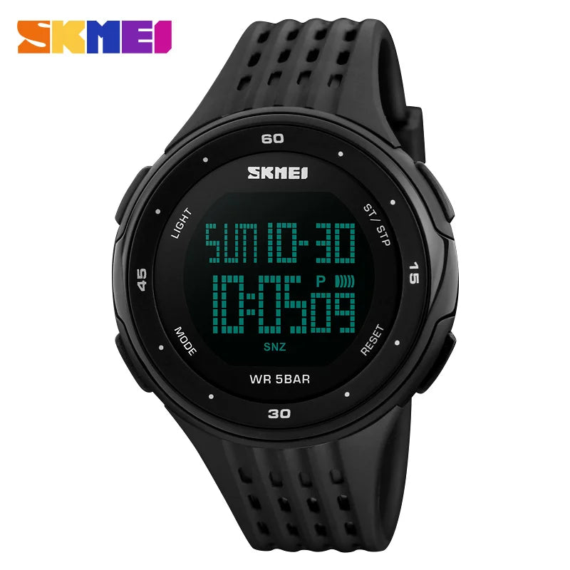 SKMEI 1219 Mens Ladies Digital Clock Relogio Masculino  Outdoor Sport Watches Men Women Waterproof LED Sport Military Watches