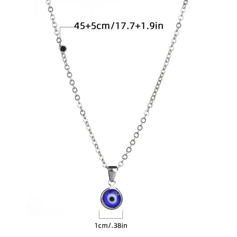 Turkey Evil Eye Charms Necklace for Woman Blue Round Pendants Couple Chain Necklaces Lucky Jewelry 2023 Fashion Friendship Gift