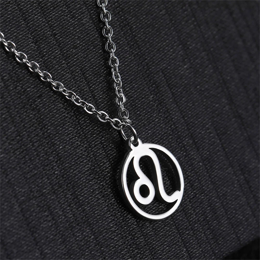 Stainless Steel Hollow-out Star Zodiac Sign Necklace 12 Constellation Pendant Necklace Women Chain Choker Men Jewelry Gifts