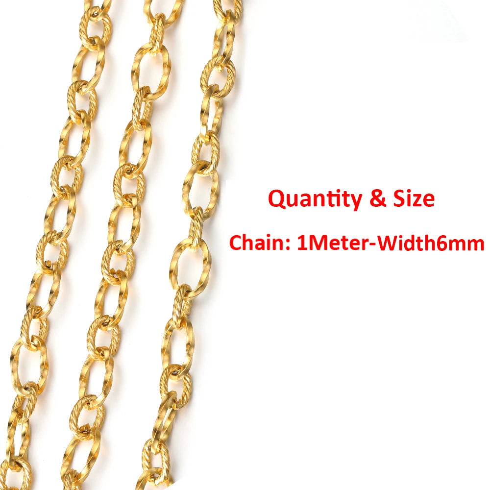 2Meters/1Meter Stainless Steel Chain High Quality Gold Color Chains for Bracelet Necklace Jewelry Making DIY Findings Wholesale