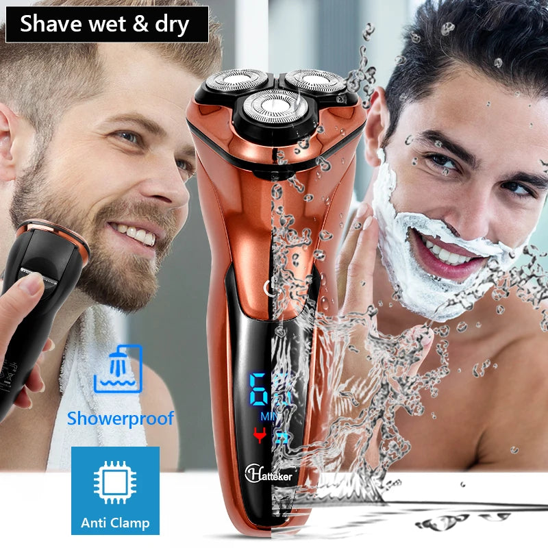 Powerful Cordless LCD Electric Shaver 3D Floating Wet Dry Beard Electric Razor Rechargeable Facial Shaving Machine For Men