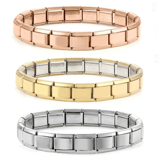 Fashion Stainless Steel Bangle Bracelet 9mm Width Italian Elastic Charm Bracelet Simple Design Men Women DIY Jewelry Gifts