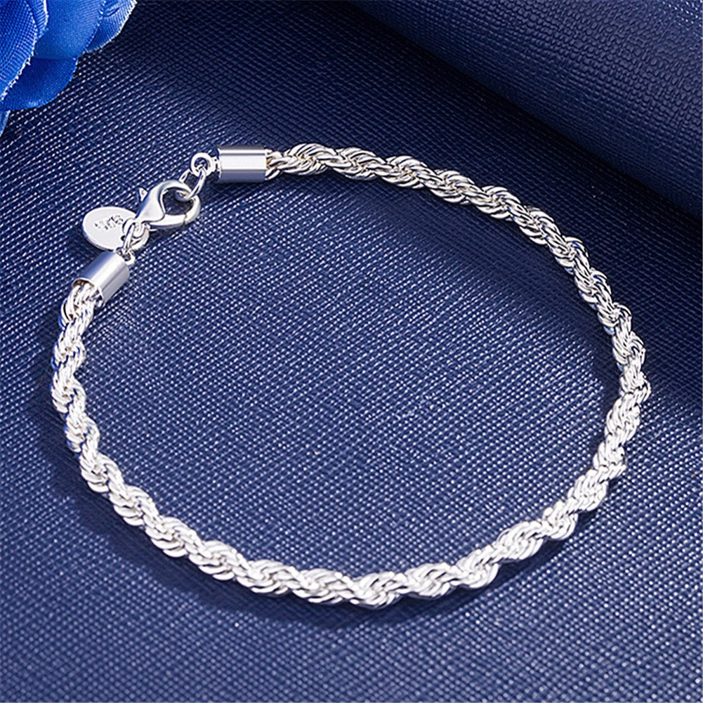 925 Sterling Silver Exquisite Solid Chain Bracelet Fashion Charm Women Men Solid Wedding Cute Simple Models Jewelry