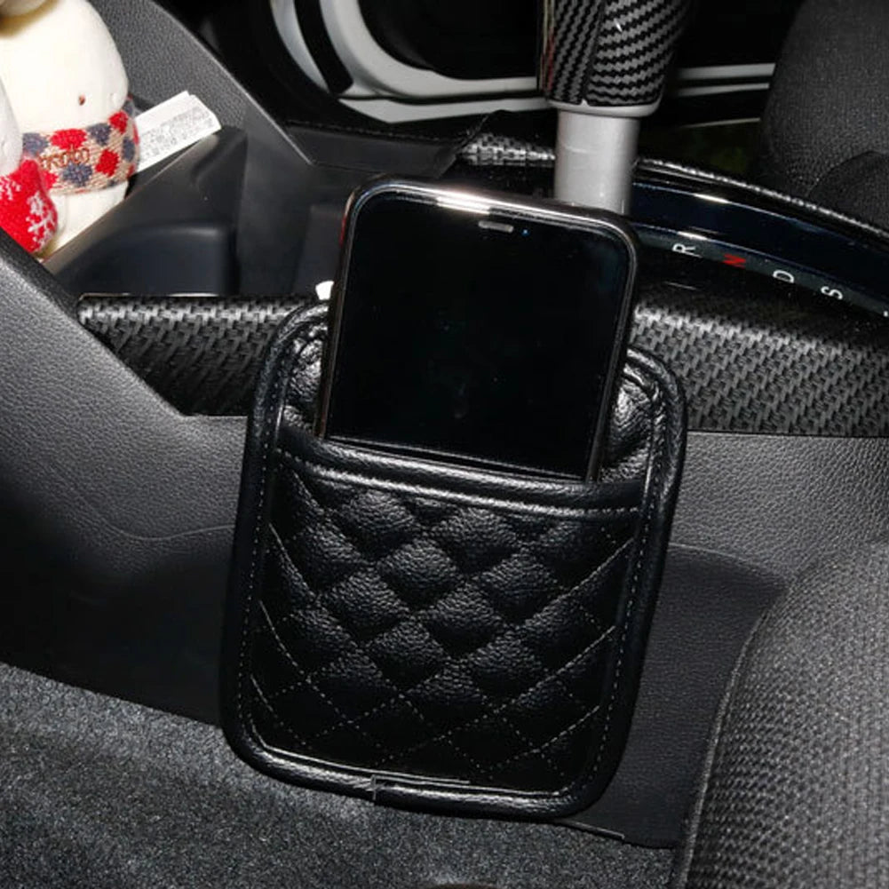 PU Leather Car Storage Pocket Seat Back/Door/Center Console Organizer for Small Stuff Car Storage Bag Universal for All Vehicles