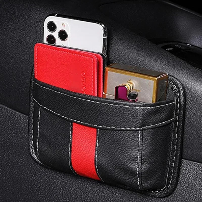 Car Pu Leather Small Multifunctional Storage Bag Phone Key Card Small Stuff Interior Organizer Auto Accessories