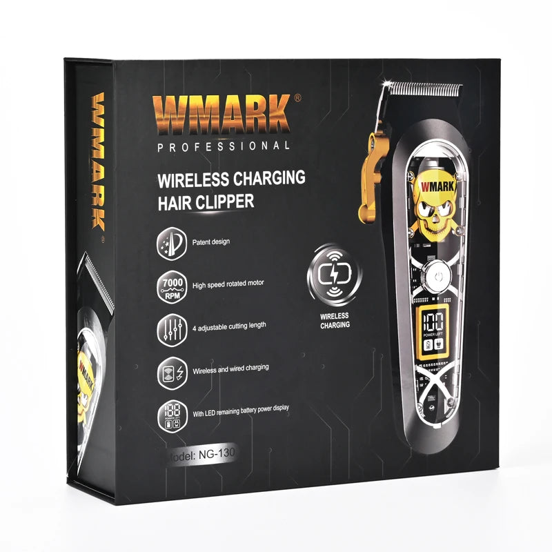 WMARK NG-130 Wireless Charging Hair Clipper High Speed Professional Type-C Rechargeable Hair Cutter With Charge Stand