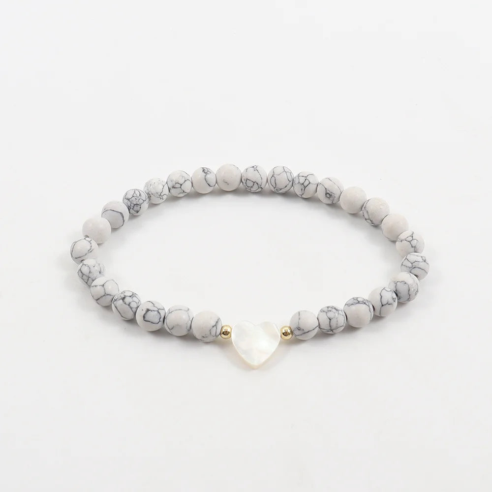 New Trendy Shell Heart Bracelet Women Classic Handmade Stone Beaded Bracelet For Women Jewelry Gift