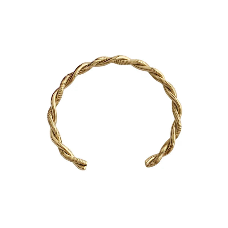 Trendy Charm Cuff Twist Bracelets Opening Bangles for Women Gold Color 316L Stainless Steel Wire Thin Simple Bangles Jewelry