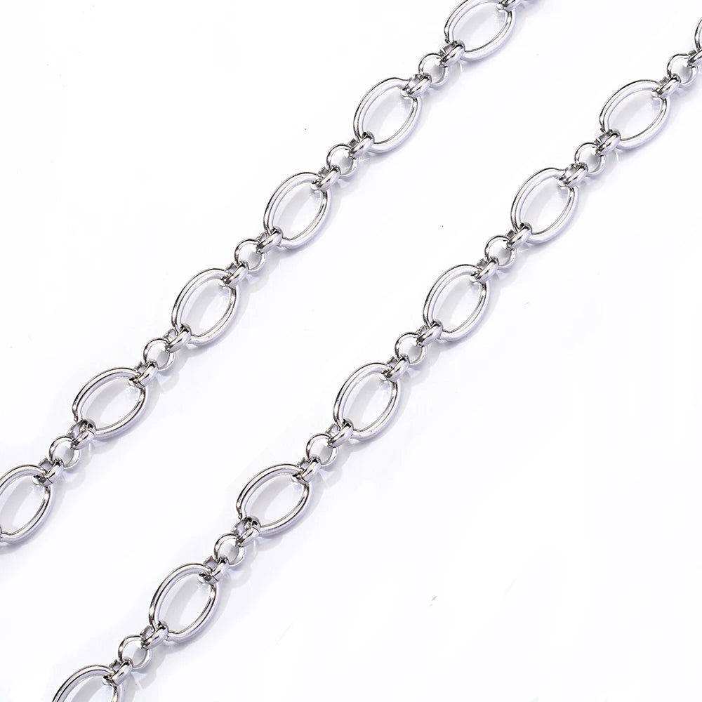 1 piece Women Mens Stainless Steel Handmade Oval Chain Necklace Bracelet High Quality Big Chain Necklace Punk Heavy Jewelry