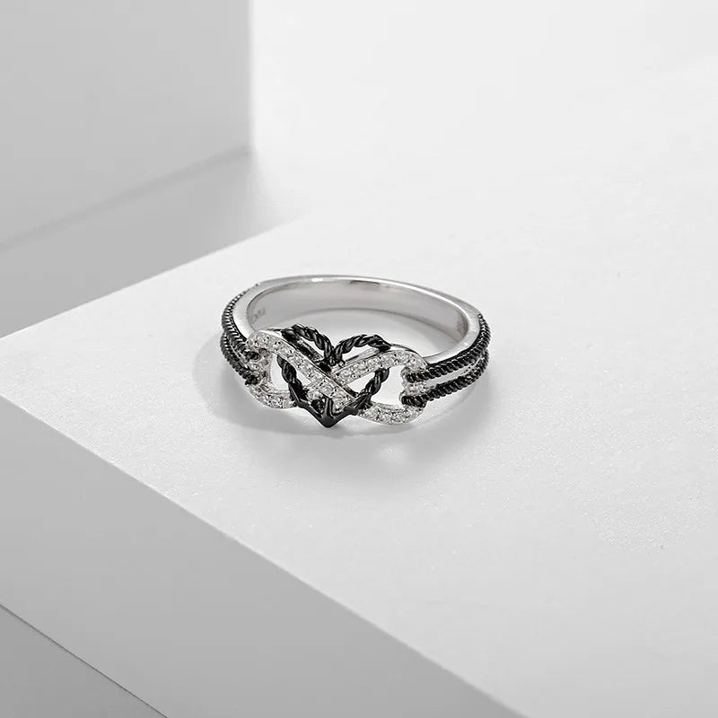 Charm Couple Rings For Men Stainless Steel Celtic Dragon Ring Heart Black Zircon Women Wedding Rings Set Valentine's Day Jewelry