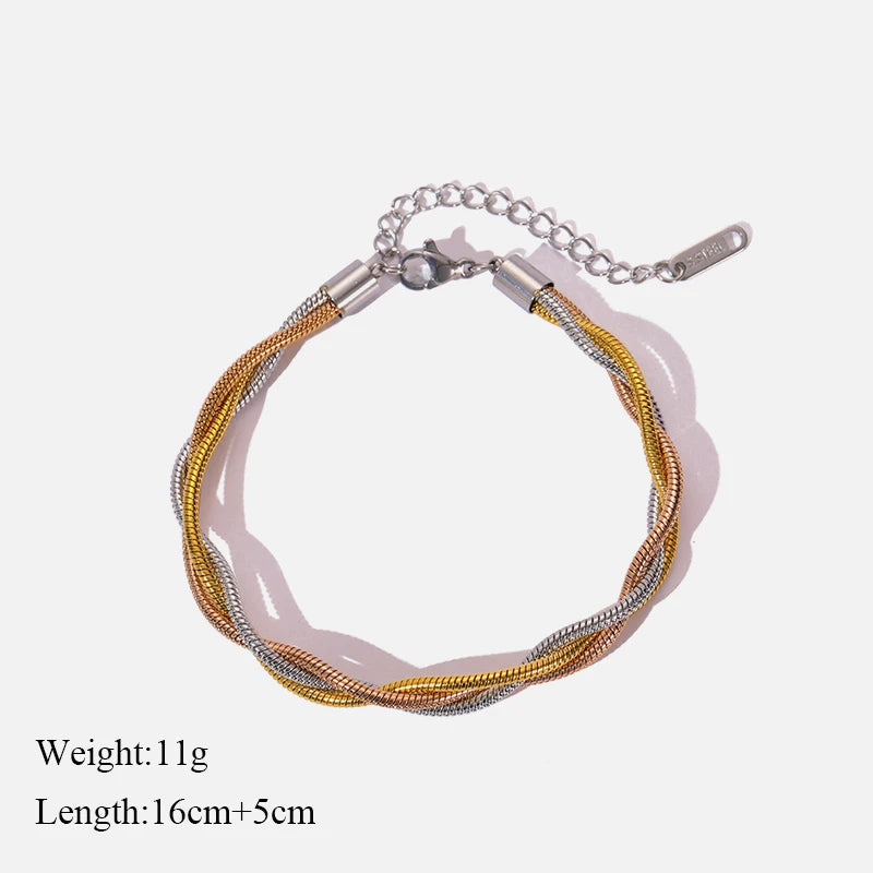 EILIECK 316L Stainless Steel Gold Color Bracelet for Women Simple Style Link Chain Bangle Trendy Fashion Non-fading Jewelry Gift