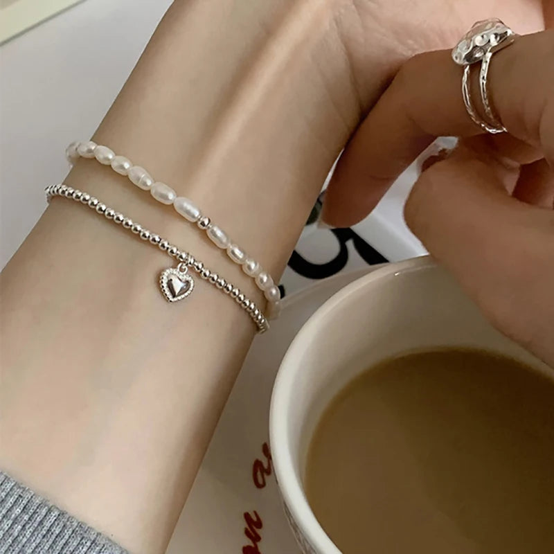 VENTFILLE 925 Sterling Silver Pearls Bamboo Knots Bracelet for Women Girl Simple Korean Jewelry Birthday Gift Dropshipping