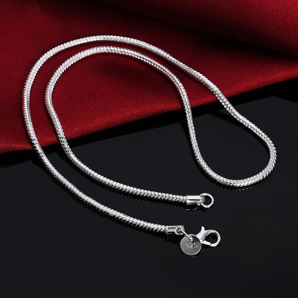 Hot sale 20-60cm 925 Sterling silver 3mm Snake Chain Necklace Bracelet For Woman Man Wedding Engagement Jewelry charms cute