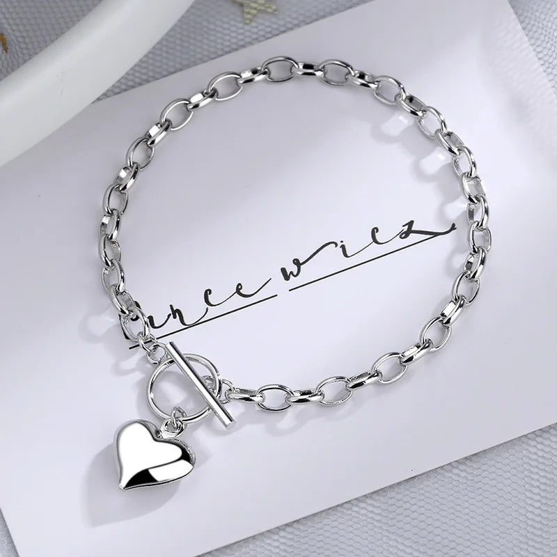 VENTFILLE 925 Sterling Silver Double Love Heart Hollow Round Beads Bracelet Female Fashion Romantic Jewelry Classic Adjustable