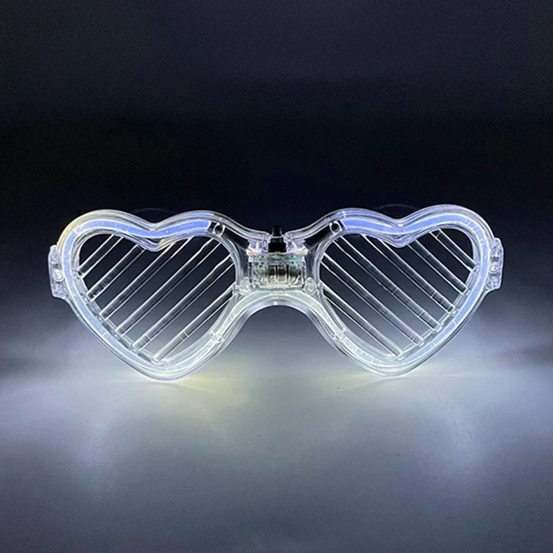 LED Heart Shaped Glasses Flashing Luminous Window-Blinds Glasses Night Club Bachelorette Party Wedding Light Bride to be Glasses