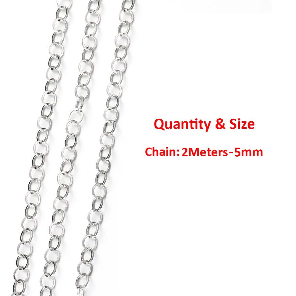 2Meters/1Meter Stainless Steel Chain High Quality Gold Color Chains for Bracelet Necklace Jewelry Making DIY Findings Wholesale